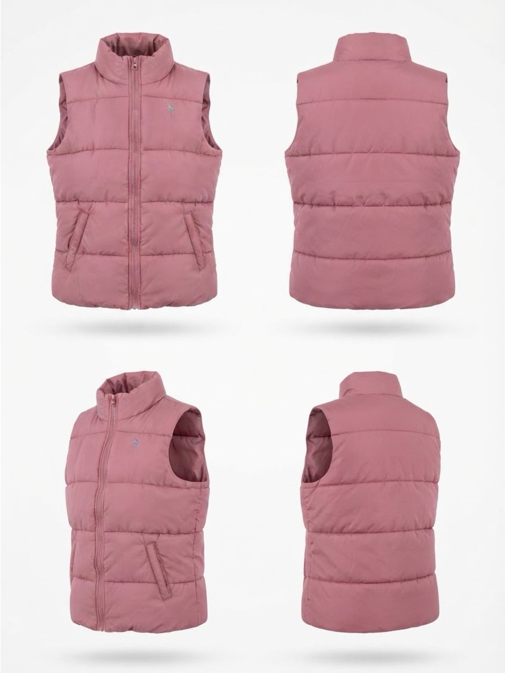 U.S. Polo Assn. Pink Women's Puffer Vest Size Medium Full Zipper Quilted - Picture 4 of 16